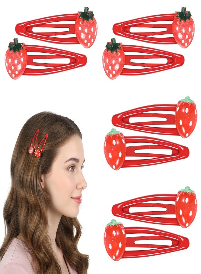 Matwsec 8PCS Small Strawberry Hair Clips, Metal Snap Hair Clips for Women Girls, Cute Hairs Barrettes Cute Strawberry Hairs Accessories for Girls Toddlers Kids and Teens Gifts Red - Image 1